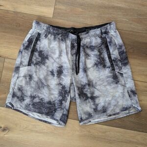 RVCA Mens Tie Dye Athletic Jogging Gym Shorts Grey White Size M Workout Swim